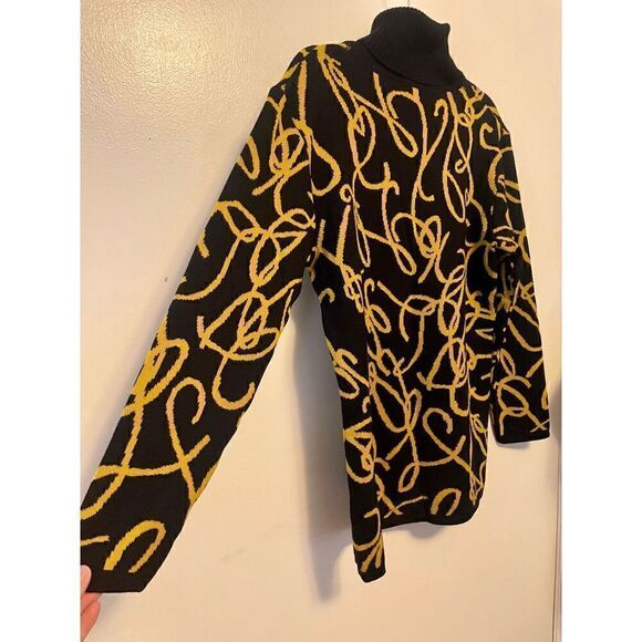 Rare vintage Monde 80’s graphic wool turtle neck size 40/L - Picture 8 of 11